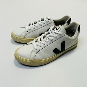 Veja Esplar Low White Black Women's Size 7 Leather Lace Up Shoes Sneakers